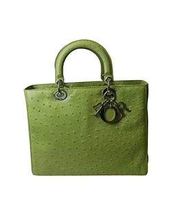 Lady Dior Large,Ostrich,Lime Green,00-BW-0111,W/Box